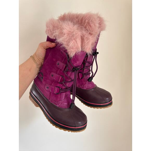 SOREL Youth Joan of Arctic Waterproof Faux Fur Winter Boots - Pink, US 2 - Picture 2 of 7